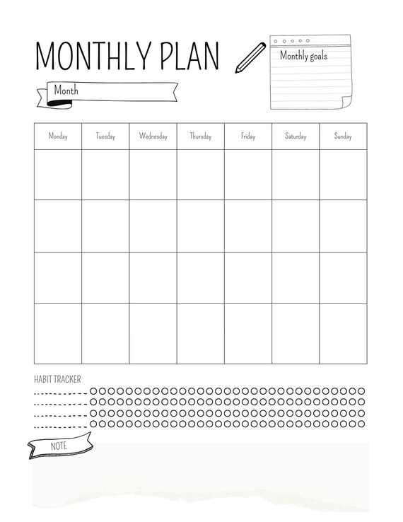 Monthly Planner Etsy