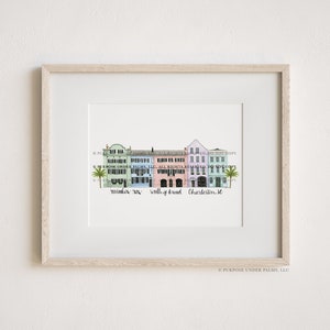 Rainbow Row South of Broad Charleston SC 8x10 Art Print, Charleston Art, Rainbow Row Art, Downtown Charleston, Original Art, Watercolor Art