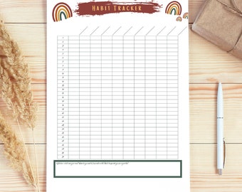 Printable Habit Tracker - Boho Rainbow