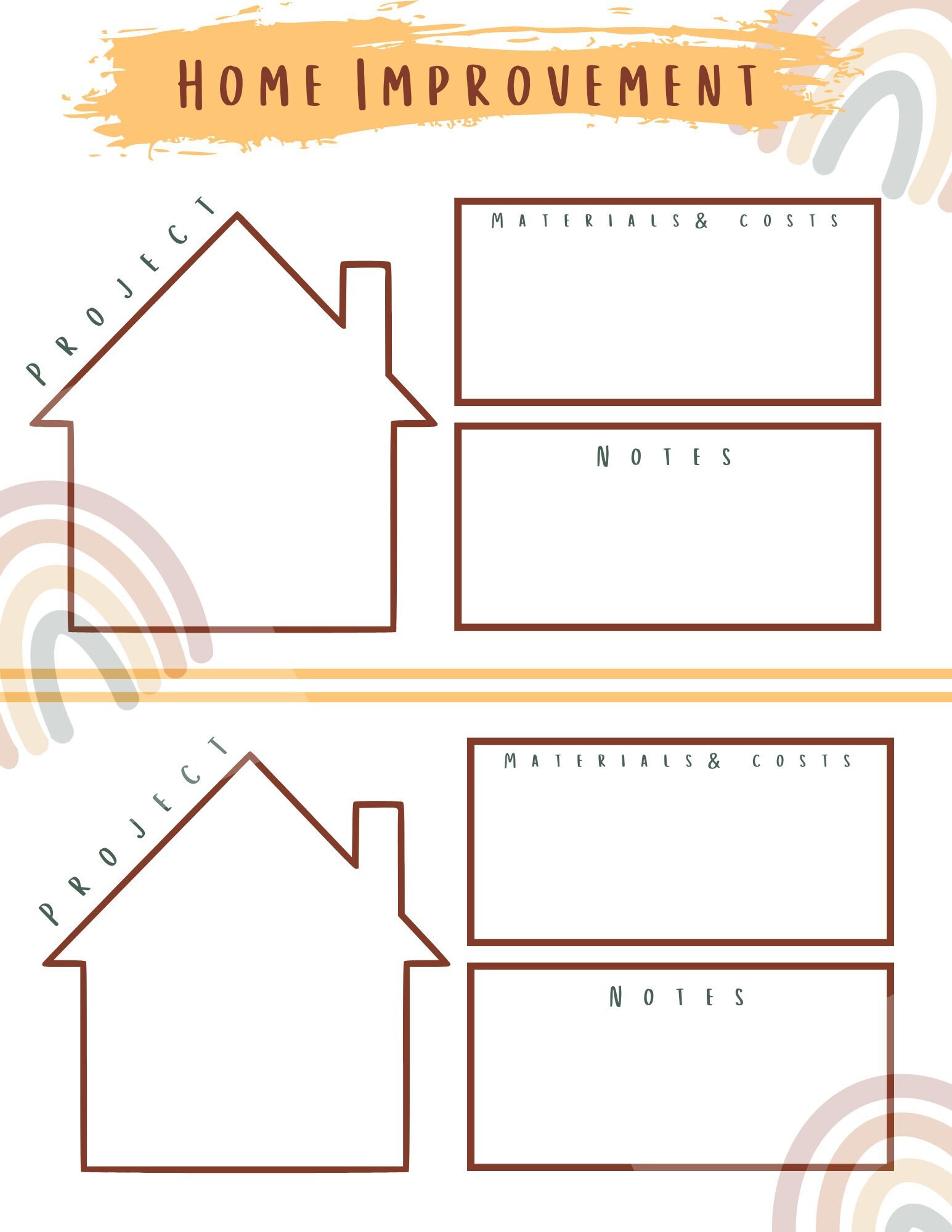 Printable Home Improvement Planner Boho Rainbow - Etsy