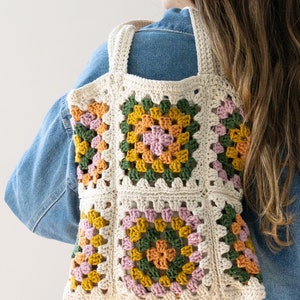 Borsa quadrata della nonna, kit fai da te, borsa quadrata della nonna, borsa all'uncinetto, uncinetto per principianti, scatola creativa, fai da te per adulti.