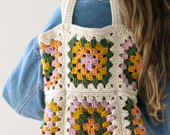 Granny square bag, DIY kit, granny square bag, crochet bag, crochet for beginners, creative box, DIY for adults.