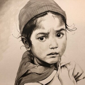 Black and White Custom Portrait - Watercolor