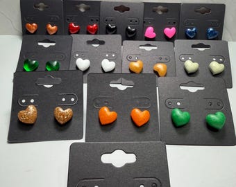 Resin Art Heart Stud Earrings