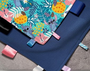 Blue Alien Themed Taggie Blanket