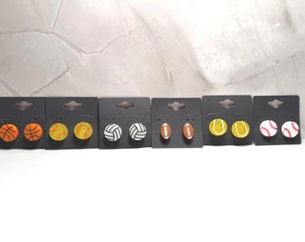 Resin Art Sports Themed Stud Earrings