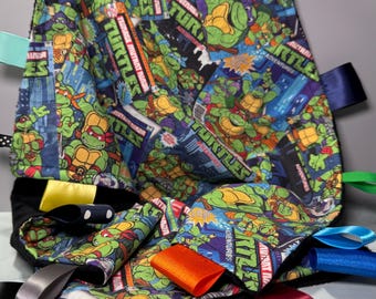 Turtle Ninja Themed Taggie Blanket