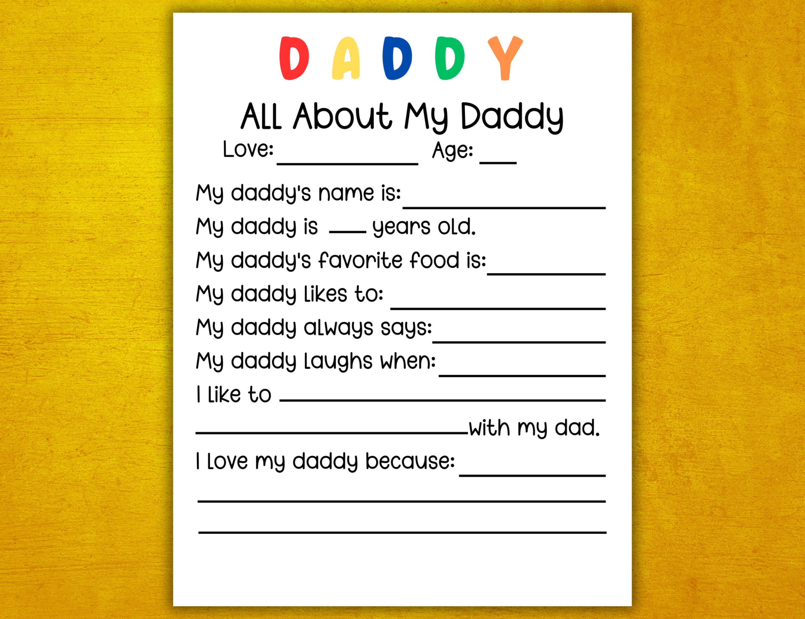 All About My Daddy Printable happy Father #39 s Day dad papa teacher Resource daycare Resource Etsy All About My Daddy Printable happy Father #39 s Day dad papa teacher Resource daycare Resource Etsy
