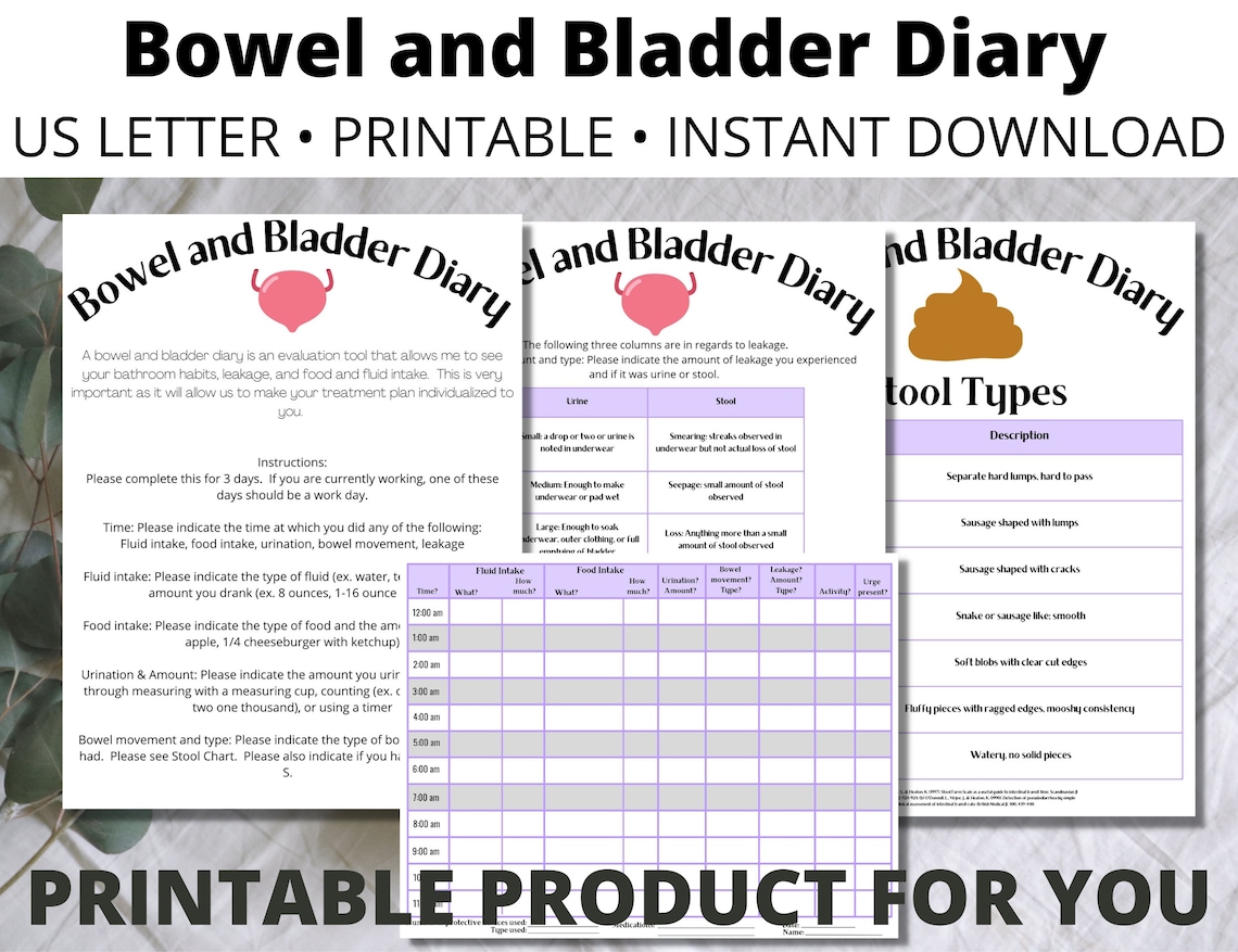 Bowel and Bladder Diary Etsy