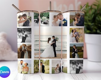 Collage Photo Tumbler Sublimation PNG ,SVG Wrap, Add Your Pictures or text Cup Design, Family Photo Collage Tumbler, Canva editable template