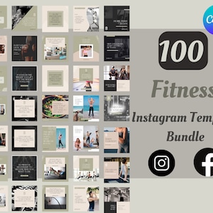 Boost Your Fitness Journey with 100 Canva Templates | Health & Wellness Instagram Bundle | Workout Motivation
