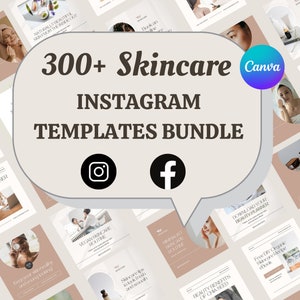 Glow Up with 300 Skincare Instagram Templates | Perfect for Estheticians | Canva Social Media Design Pack