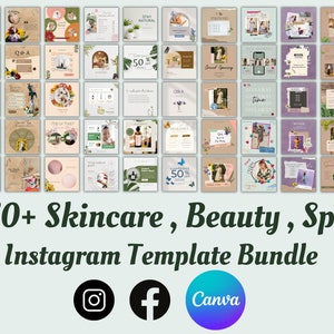 350+ Skincare, Beauty, Spa, Salon, Instagram Templates | skincare instagram canva | Esthetician Instagram Post | Spa Instagram