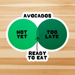 Grüner Avocado Sticker Reif Venn Diagramm Lustiger Aufkleber // Gratis Versand