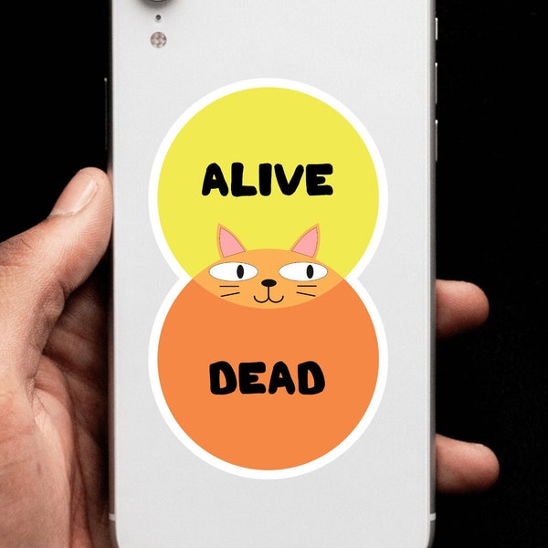 Yellow Orange Cat Sticker Katze Schrödinger's cat Meme Venn Diagramm Lustiger Aufkleber // Gratis Versand