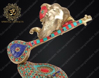 Details about   Musical Lord Ganesha Cushion Cover Sitar Tabla Veena Sarangi 16x16 Sham India 