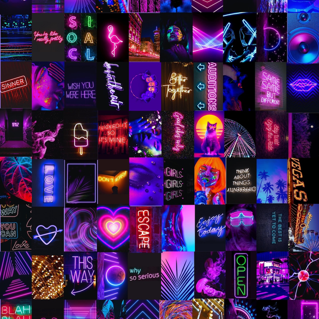Neon Lights Wall Collage Kit Set of 80 Aesthetic Wall - Etsy