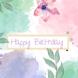 Happy Birthday digital download 5x7 card
