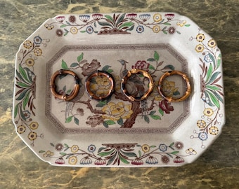 Set di 4 anelli portatovaglioli vintage in bambù, stile metà secolo.