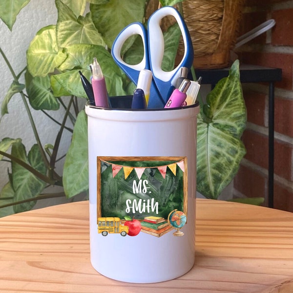 Personalized Teacher Desk Decor, Teacher Desk Caddy, Teacher Gift Idea, Teacher Pencil Cup, Gift for Teacher, Teacher Appreciation Gift