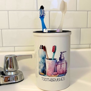 Ceramic Toothbrush Holder, Bathroom Organizer, Toothbrush Storage, Ceramic Bathroom Cup, Toothbrush Caddy, Bathroom Accessories