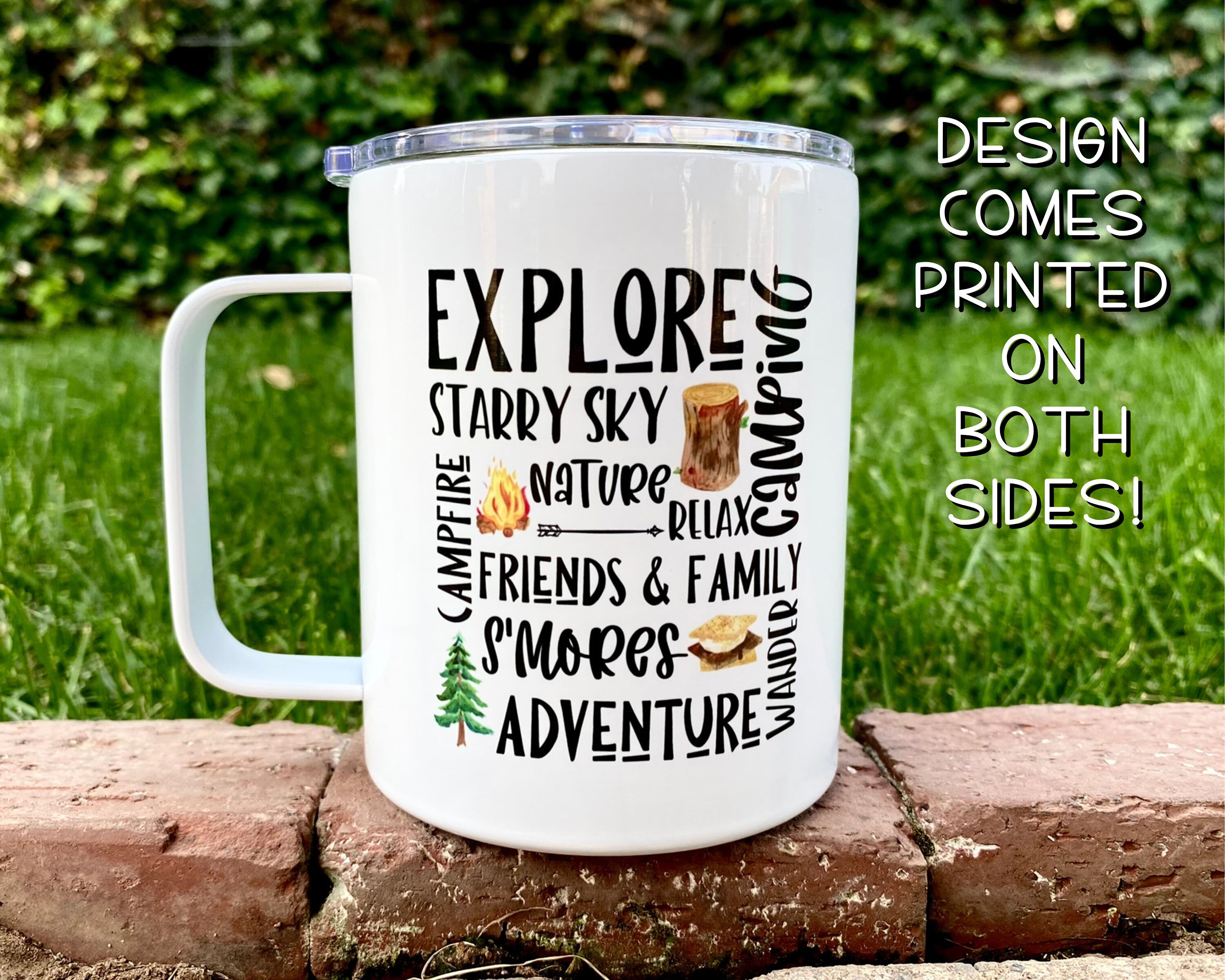 Camping Collage Mug Camp Mug With Lid Adventure Camp Mug Etsy