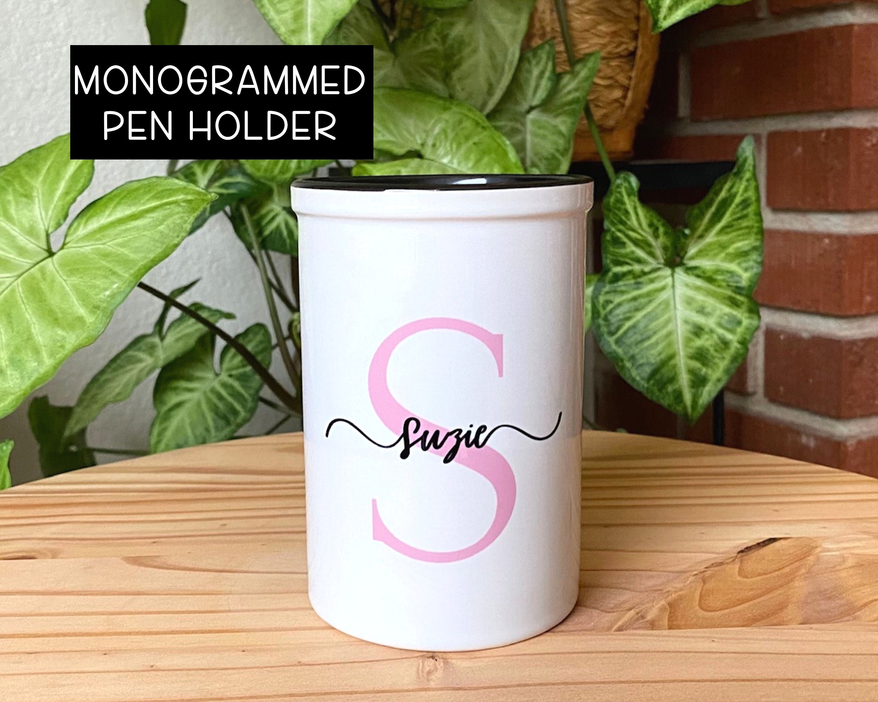 Contemporary Stripe Monogram Pen and Pencil Holder by Shutterfly