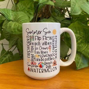 Summer Coffee Cup, Summer Collage Mug, Summer Lovers Cup, Summer Themed Mug, Summer Decor, Summertime Mug, Seasonal Coffee Mug