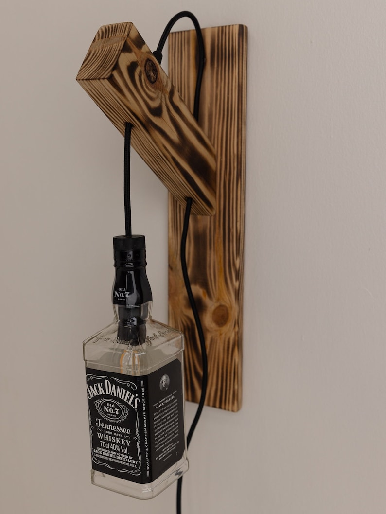 Jack Daniel's Whiskey Bottle Wall Lamp | Wood Hanging Lamp | Wood ...