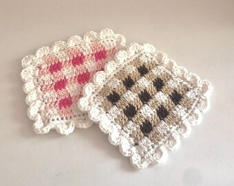 Dessous de verre vichy/crochet gingham coasters