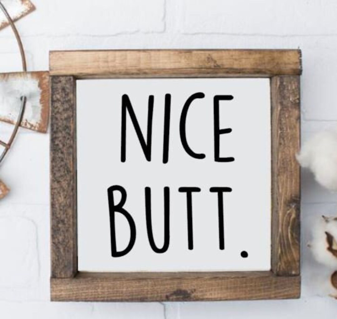 Nice Butt Bathroom Framed Sign - Etsy