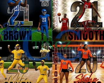 Pop Out number Design Templates | Canva Editable | Sports, Senior, Birthday Digital File