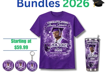 Custom Senior Graduation Bundle 2026 | Shirts, Tumblers, Buttons, Gift Bags