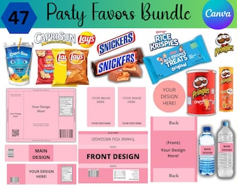 Printable Party Favor Template - DIY Custom Tags, Labels (Digital Download)