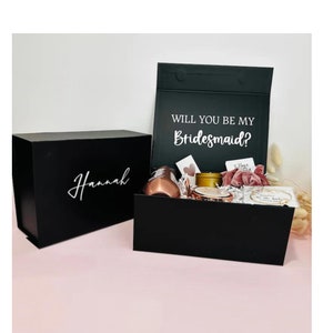 Magnetische zwarte luxe geschenkdoos - op maat gemaakte gepersonaliseerde doos met vinylbelettering - Premium aandenkendoos voor bruiloften, verjaardagen en speciale evenementen