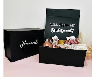 Personalized Magnetic Black Gift Box – Custom Vinyl Lettering