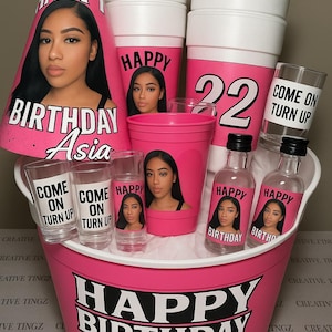 Conjunto de baldes de festa personalizados – copos, shots, chapéus | Aniversários, festas e muito mais