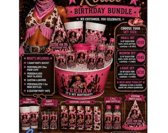 Personalized Party Bucket Set – Cups, Shots, Hats | Birthdays, Tailgates & More