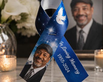 Custom Memorial Ribbons | Funeral Photo Ribbons | Personalized Memorial Keepsakes | In Loving Memory Ribbons | Memorial Service Ribbon