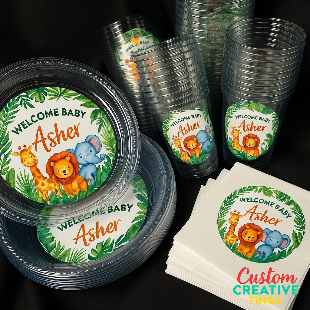 Custom Event Decor Bundle | Personalized Plates, Cups & Napkins | Any ...