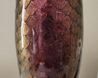 Dragon Scale Resin Tumbler Pink Champagne Color-Shifting - Handcrafted Insulated Drinkware, Iridescent color shift