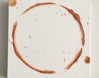 Original Coffee Ring Watercolor Painting - Minimalist Kitchen Art