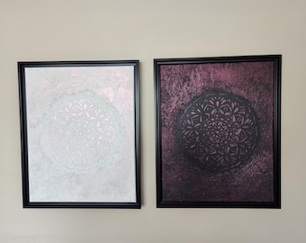 Textured Mandala Wall Art Set | Abstract Diptych Decor (16x20 Inch Canvases)