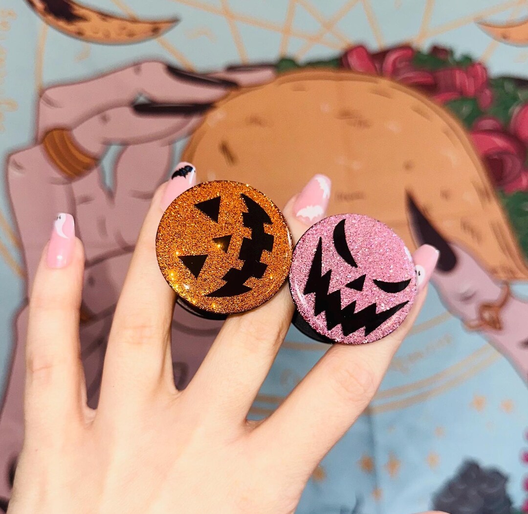 Popsocket Jack O Lantern Pumpkin Halloween Glitter Resin Phone/kindle ...