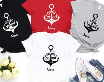 Personalized Cruise Squad 2025 Matching Shirts, Cruise Crew Custom Name Tee, Group Vacation Shirt, Family Matching Cruise Trip T-Shirt