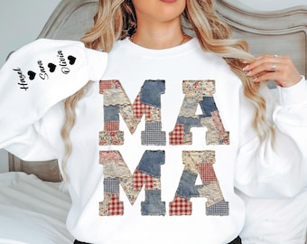 Mama Sweatshirt, Personalized Mama Sweatshirt With Kids Names On Sleeve, Custom Mom Sweatshirt, Mothers Day Gift