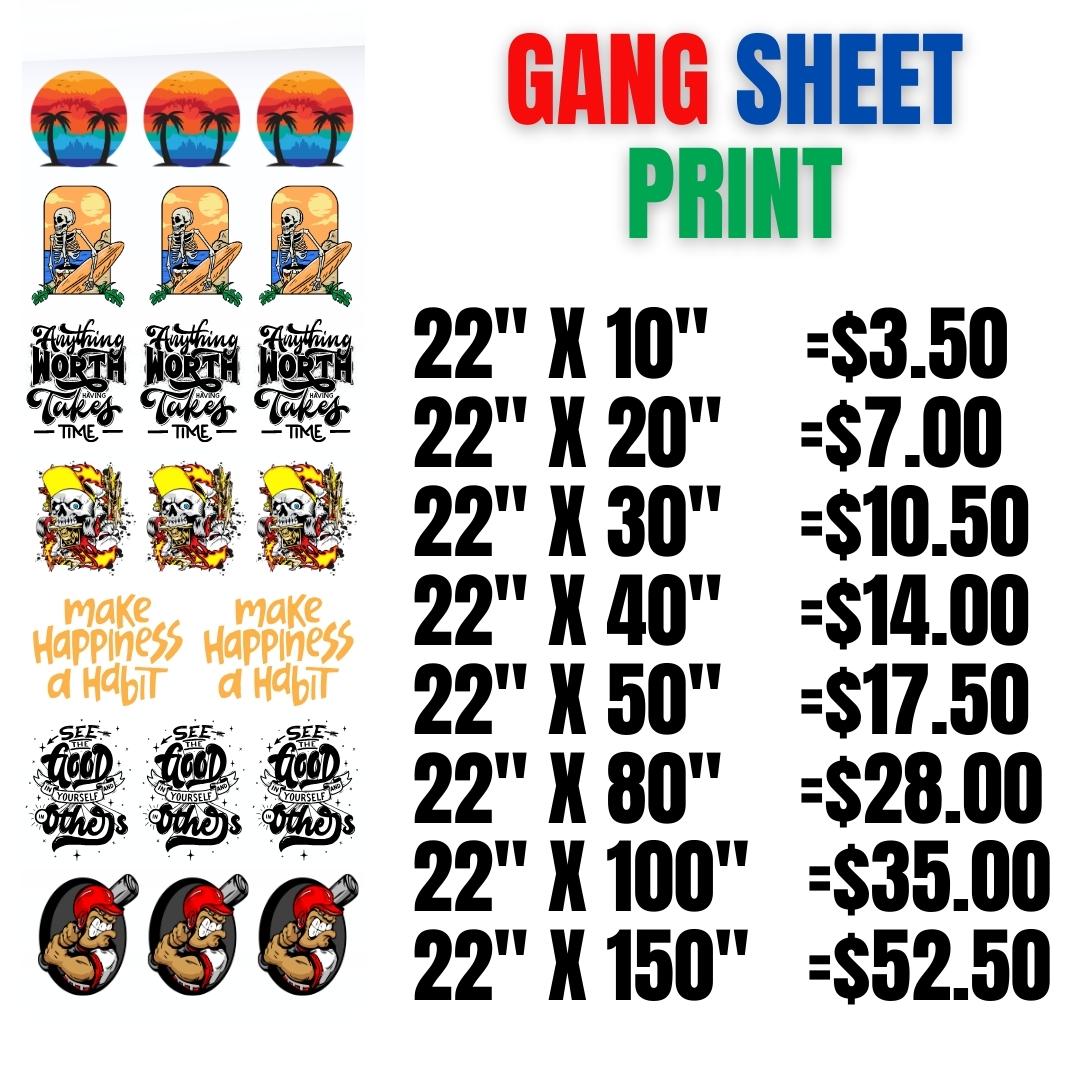 Custom DTF Gang Sheets | Bulk DTF Transfers | Ready-to-Press Film Prints | Personalized Heat Transfers |High-Quality Direct to Film Printing