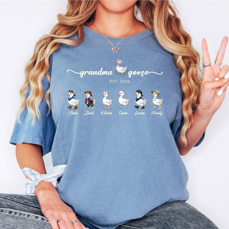 Comfort Colors® Mama Goose Shirt, Personalized Mama Shirt, Custom Kids Names Shirt, Mom Est Year Tee, Family Goose T-Shirt, Mother Gift image 6