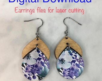 Wooden earrings, Earrings Bundle Laser Cut Digital File, Earrings SVG, Glowforge Earring, Digital Download Only, SVG earrings