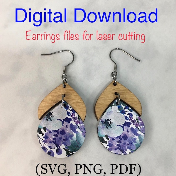 Wooden earrings, Earrings Bundle Laser Cut Digital File, Earrings SVG, Glowforge Earring, Digital Download Only, SVG earrings